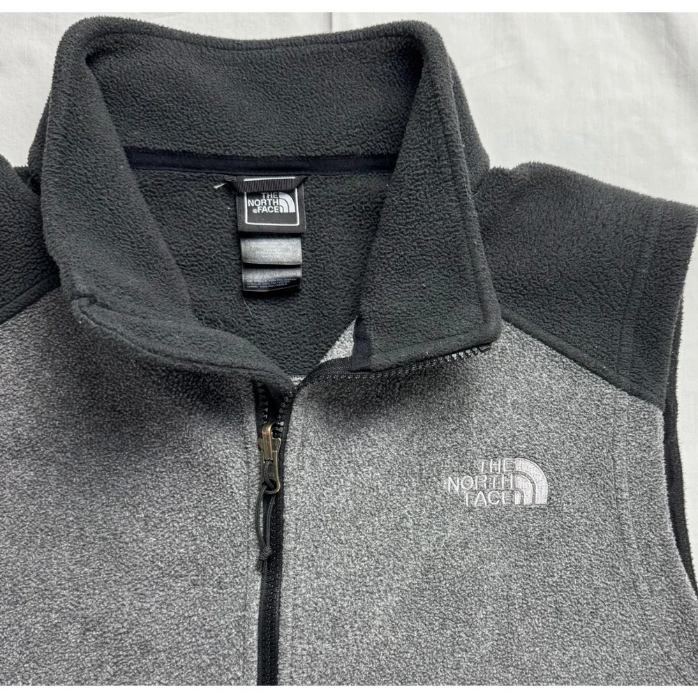 The North Face Mens‎ FlashDry Fleece Vest Gray Black Full Zip Large